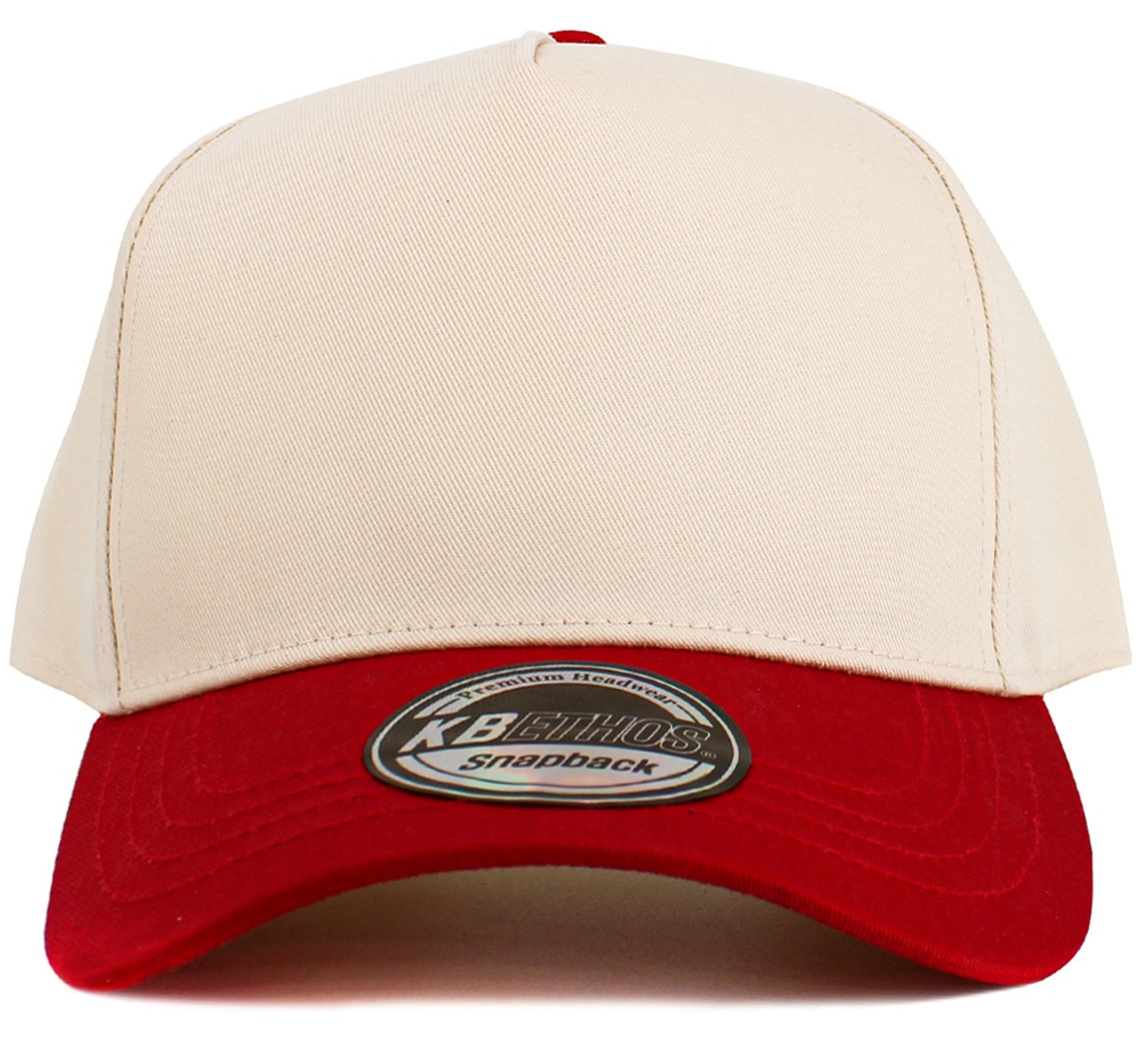 Natural Red Two Tone Baseball 5 Panel Cap Front View
